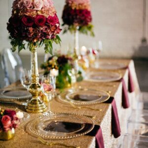 A picture of the empty plates and glasses on the table